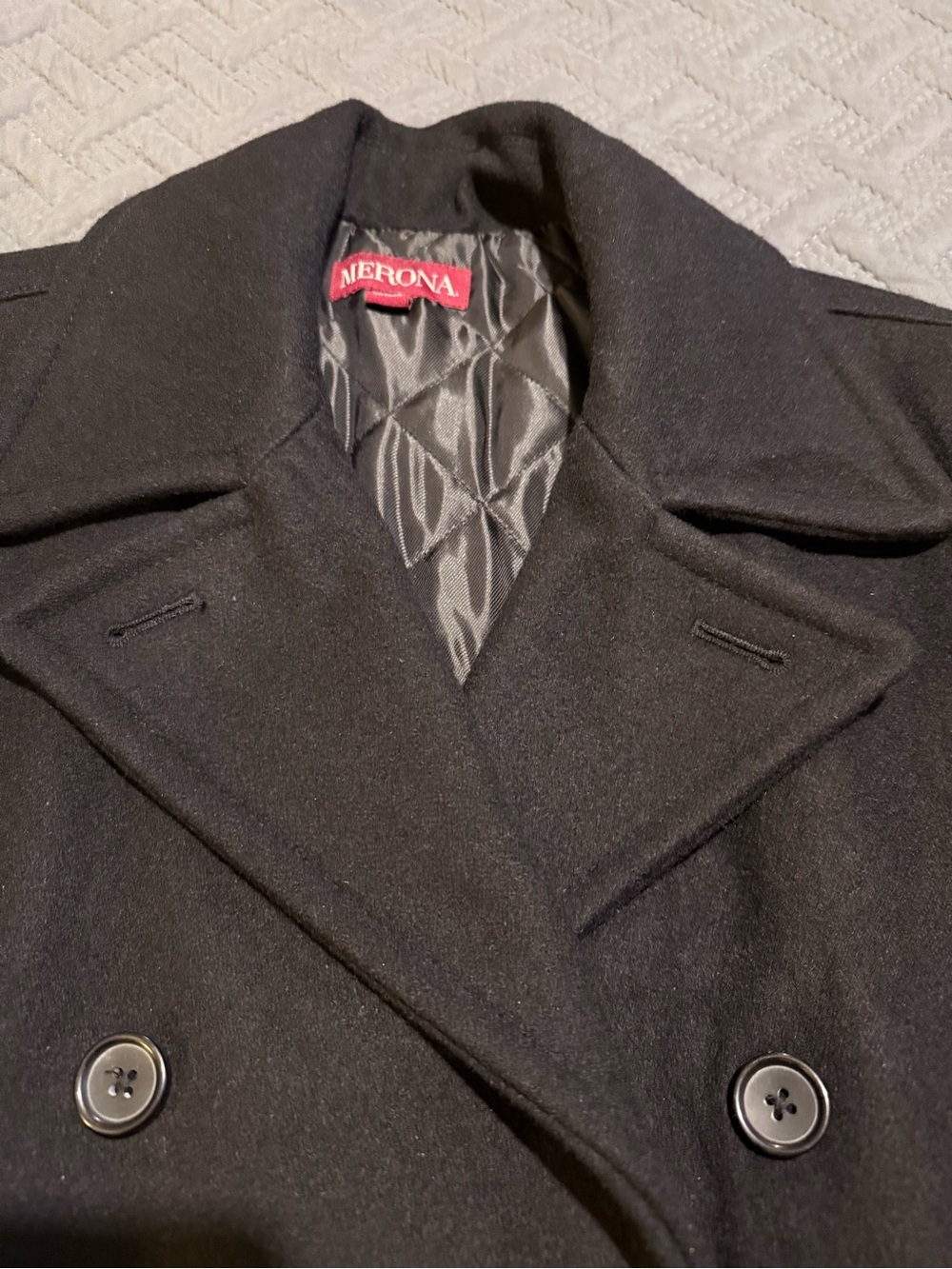 Merona Black Double-Breasted Wool-Blend Peacoat